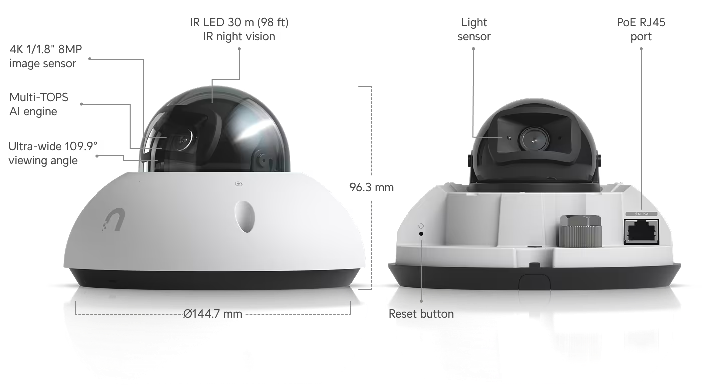 G6 Dome - All-weather, vandal-proof 4K PoE camera
