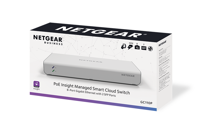 8-port Gigabit PoE (62W) Insight Managed Smart Cloud Switch w/ 2 SFP, Fanless