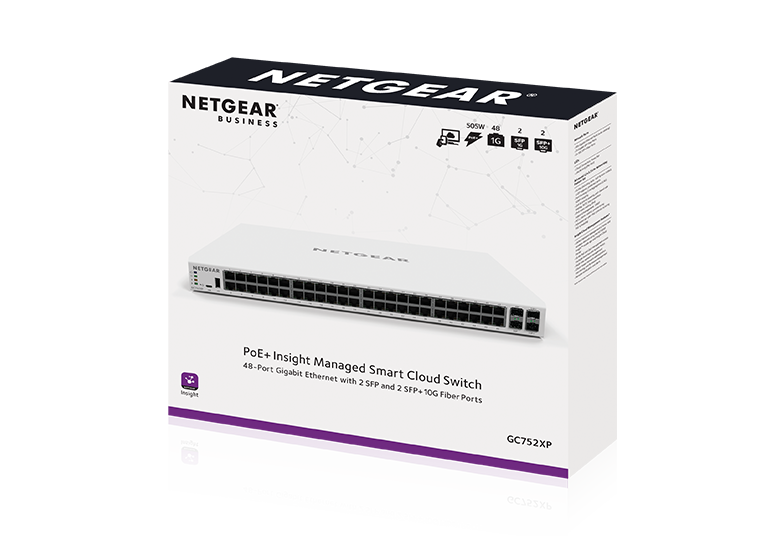 Insight Managed 48-Port Gigabit PoE+ (505W) Smart Cloud Switch with 2 SFP and 2 SFP+ Fiber Ports