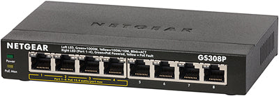 8 port Gigabit Unmanaged Switch w/ 4 PoE (53W), Metal, Fanless <802.1p QoS>