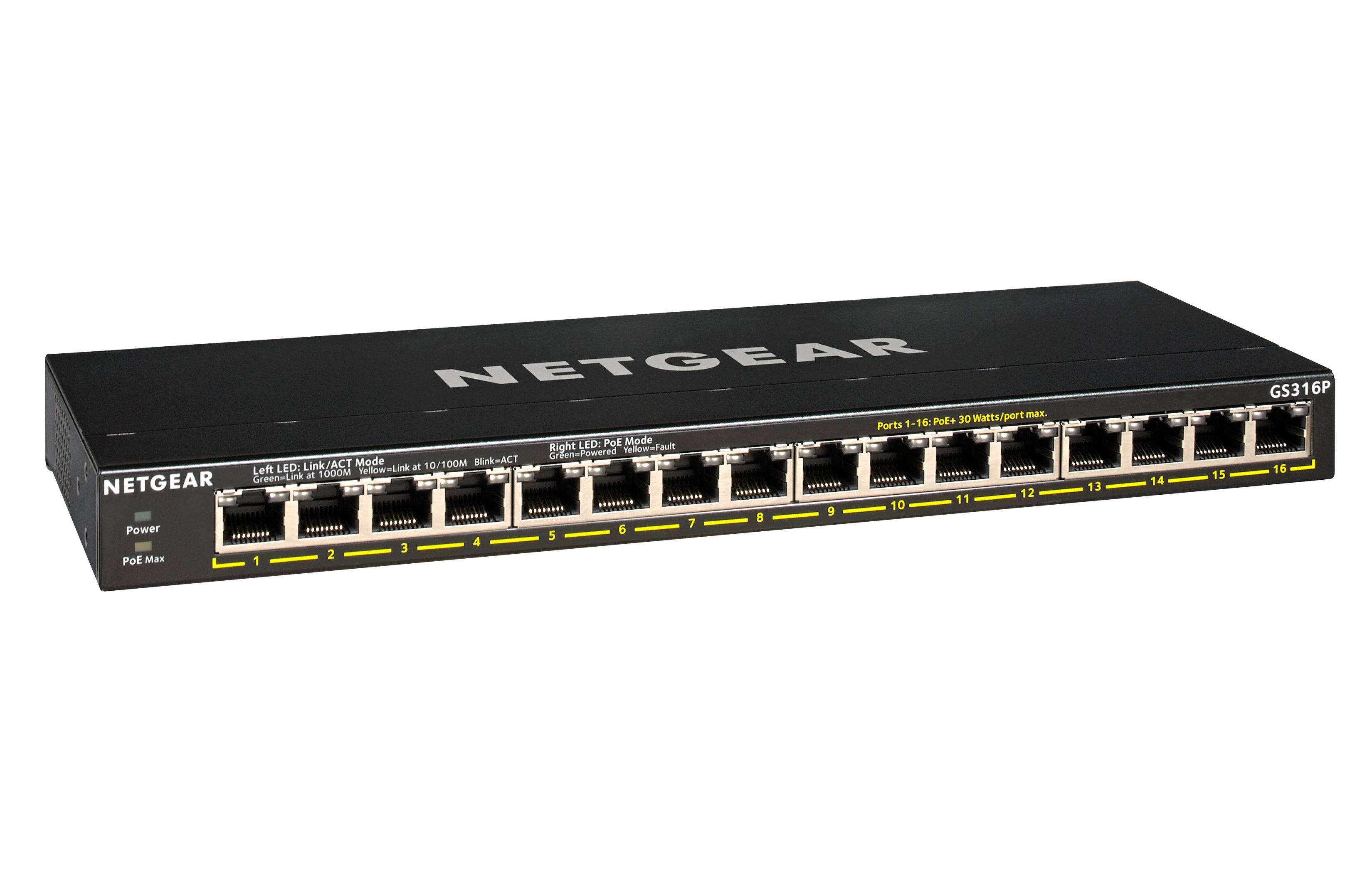 16 port Gigabit Unmanaged Switch w/ 16 PoE+ (183W), Metal, Fanless