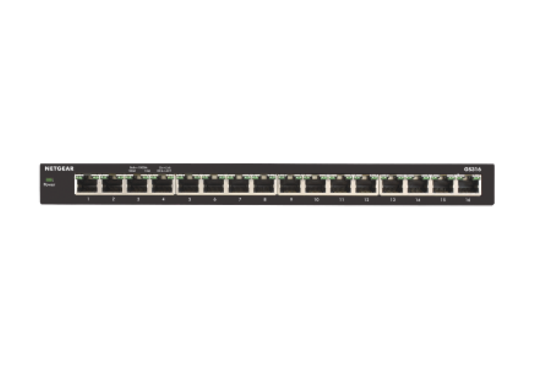 16 port Desktop Gigabit Unmanaged Switch, external power adapter, Fanless