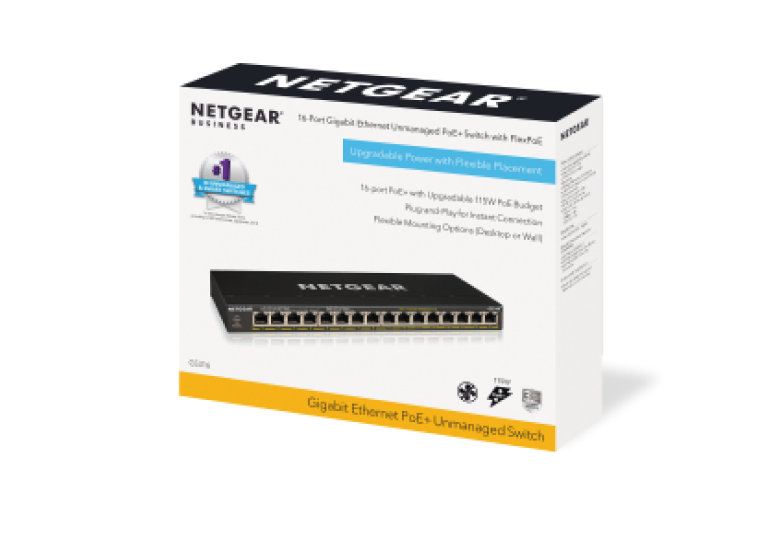16 port Desktop Gigabit Unmanaged Switch, external power adapter, Fanless