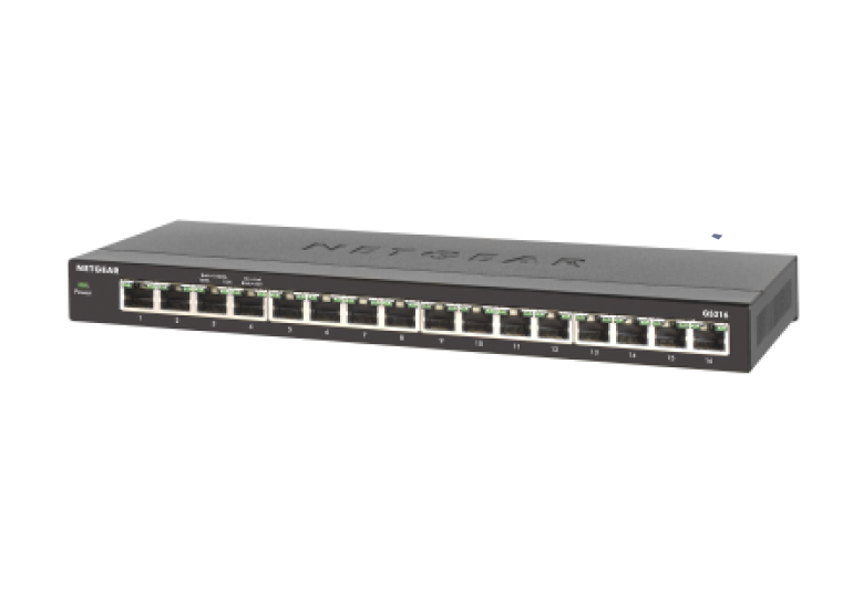16 port Desktop Gigabit Unmanaged Switch, external power adapter, Fanless
